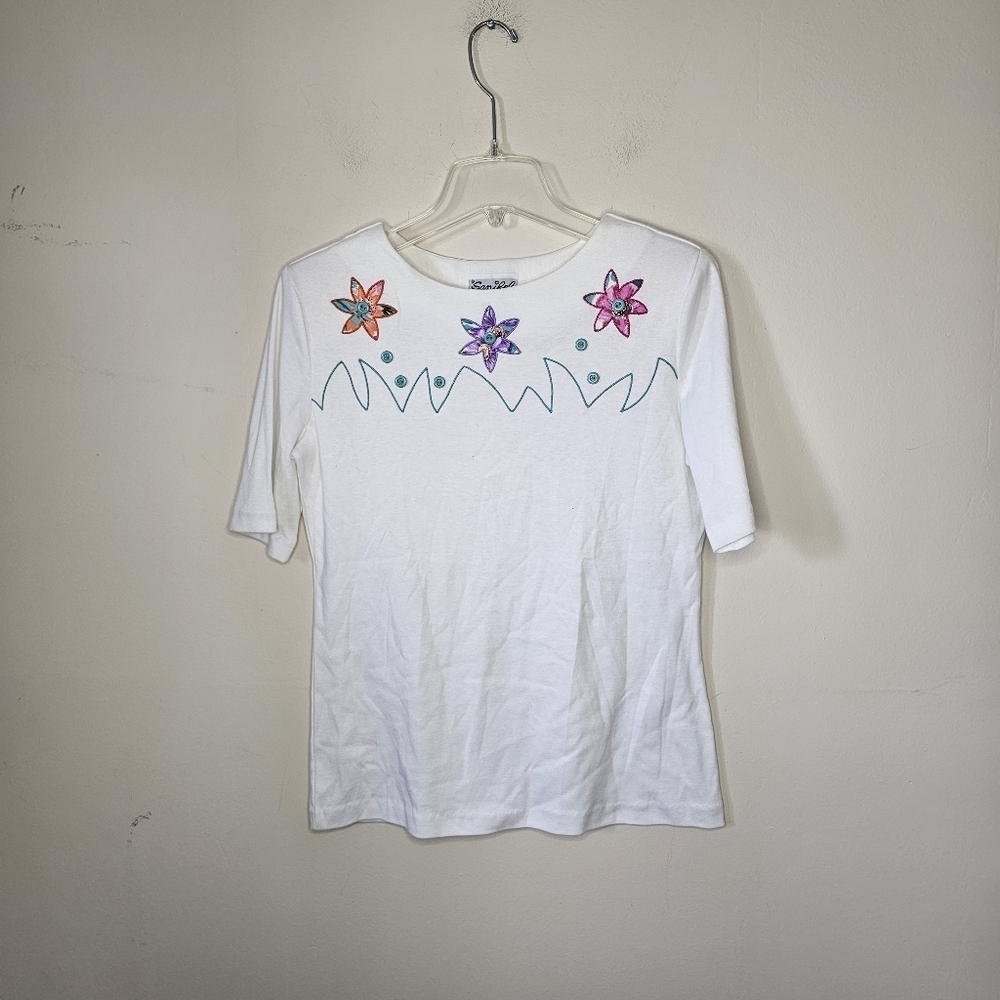 Sanibel Sport Summer Vintage Floral Shirt Size Small - Picture 2 of 8